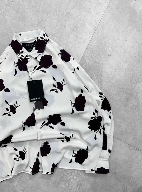 Midnight Flora Relaxed Button-Down Viscose Shirt