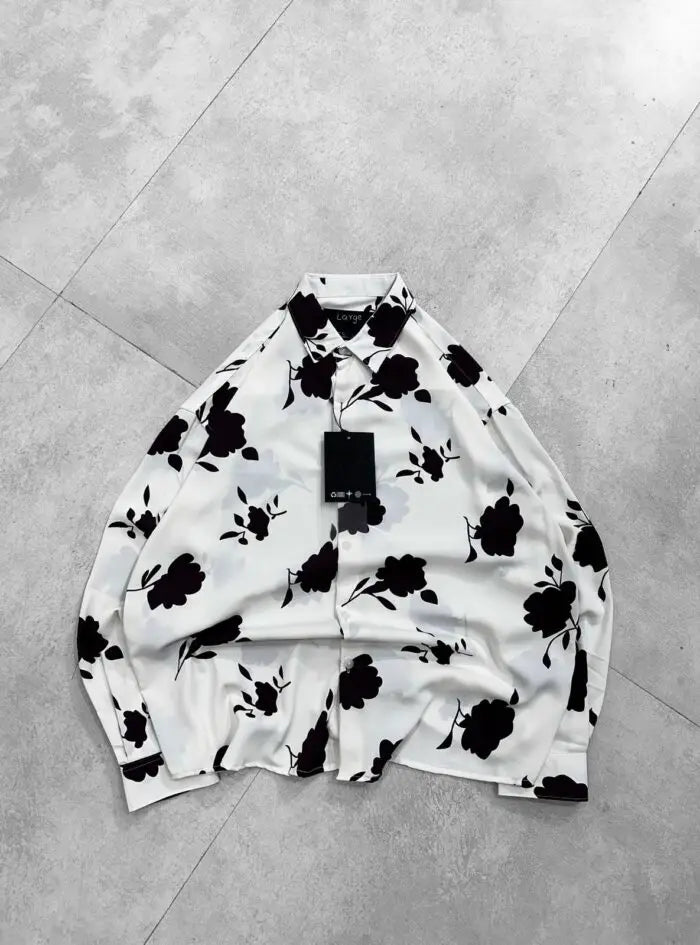 Midnight Flora Relaxed Button-Down Viscose Shirt